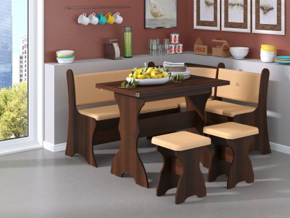 40623 rohova lavice markiz set orech tmavy kozenka kava