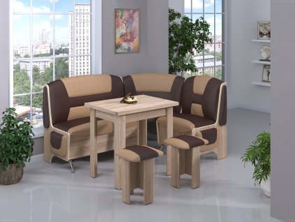 40587 rohova lavice spartak set dub sonoma kozenka hneda kava premium