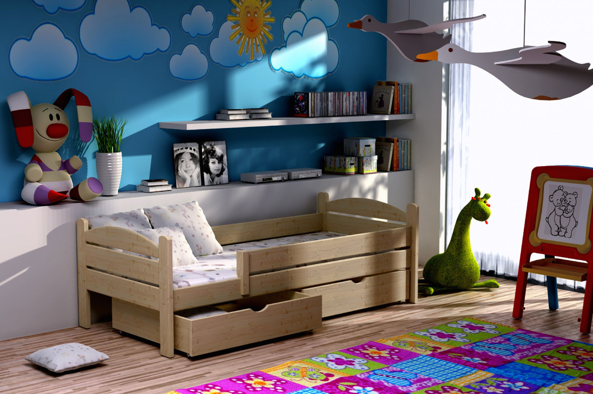 Dětská postel se zábranou ROBIN PINE vč. roštu Barva: bílá, Rozměr: 80 x 180 cm
