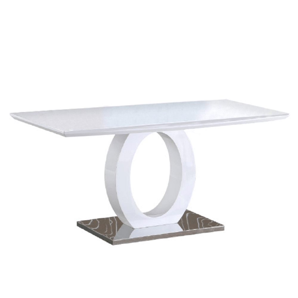 Jídelní stůl ZARNI bílá vysoký lesk / ocel 150x80 cm