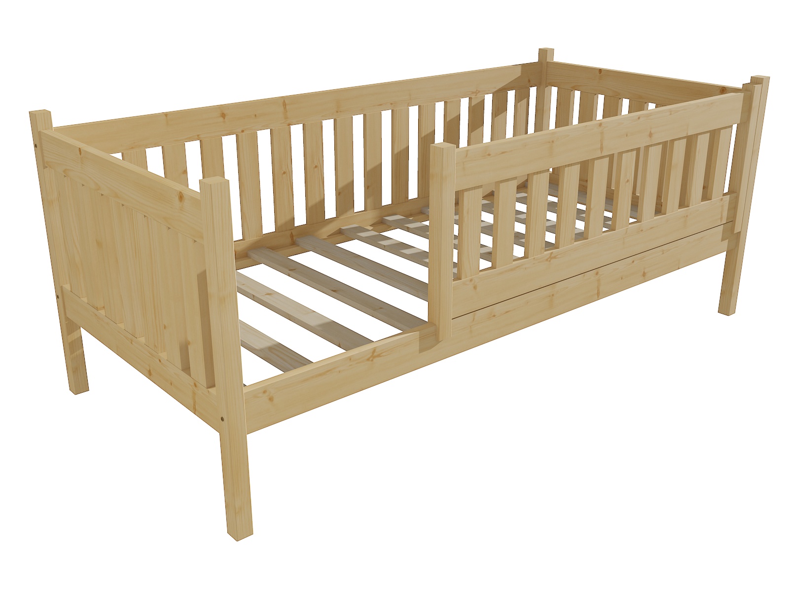 Dětská postel MASON se zábranou Barva: bezbarvý lak, Rozměr: 90 x 200 cm