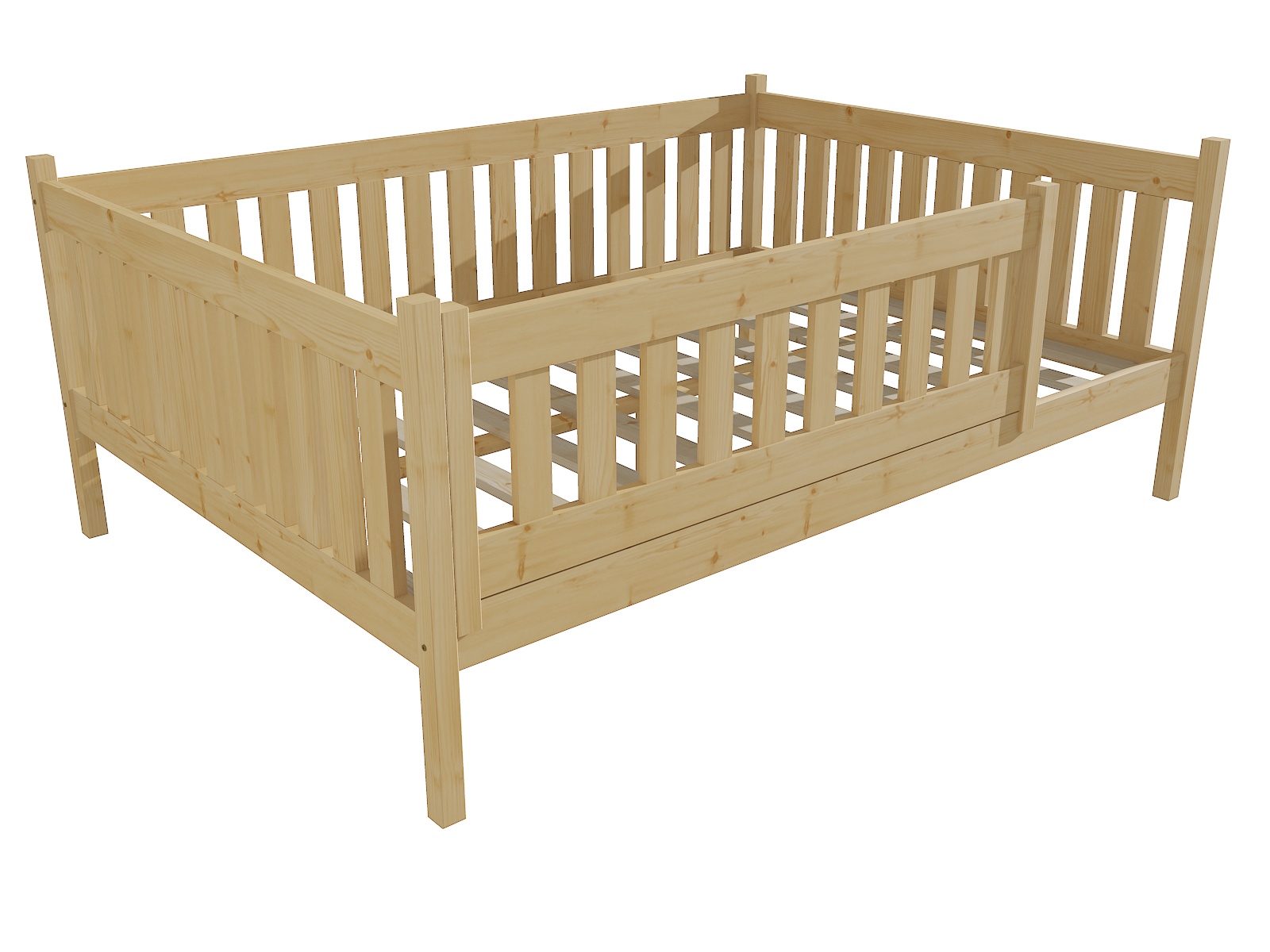 Dětská postel AMELIA se zábranou Barva: bezbarvý lak, Rozměr: 160 x 200 cm