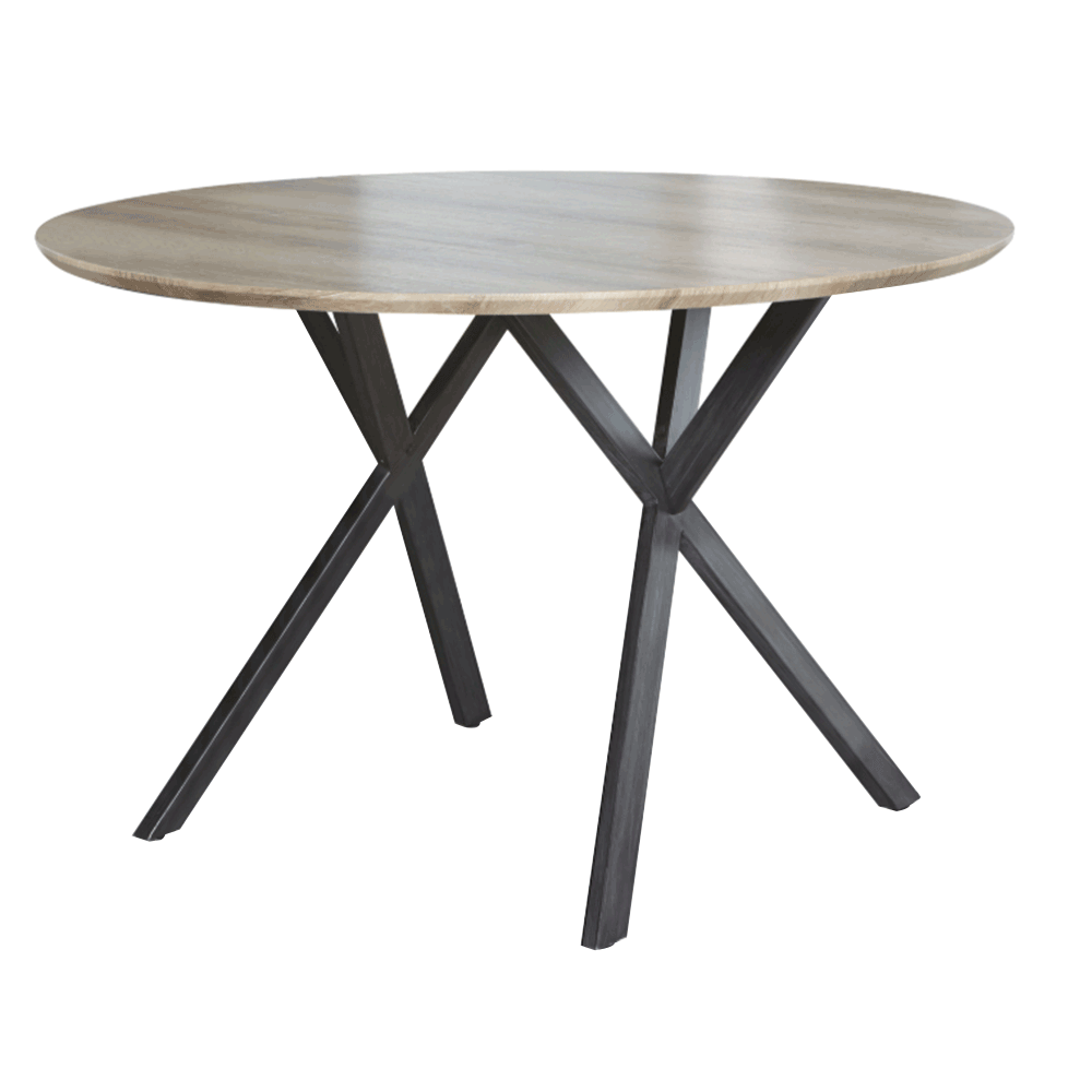 Jídelní stůl AKTON dub šedý/černá průměr 100 cm