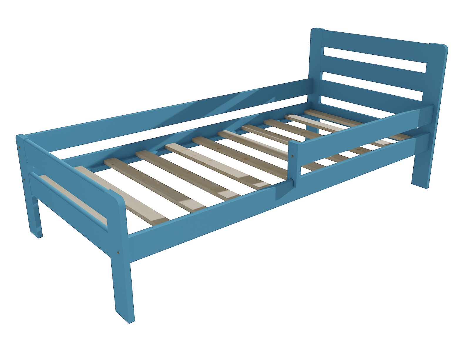 Dětská postel se zábranou BENJAMIN Barva: barva modrá, Rozměr: 100 x 200 cm