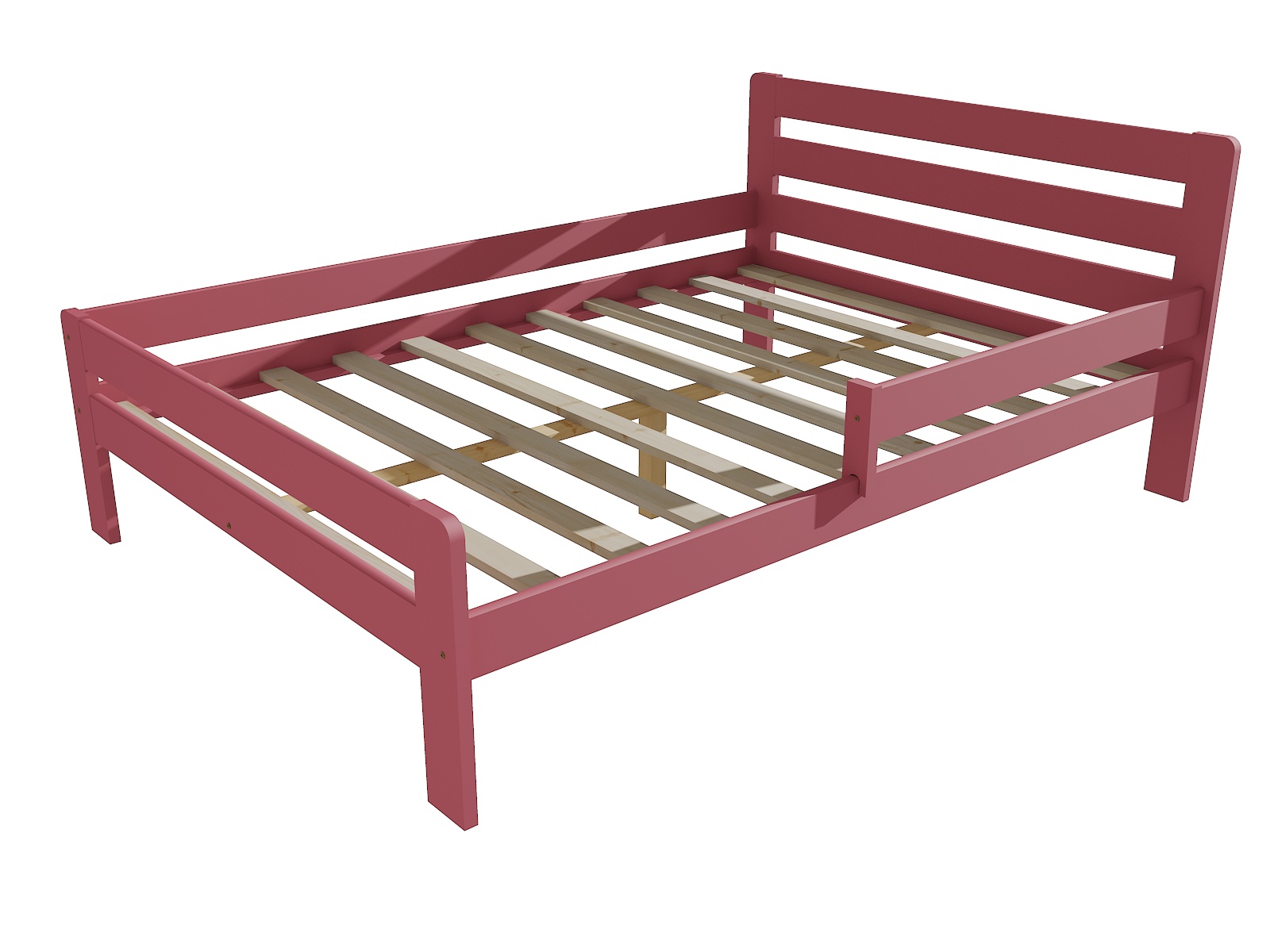 Dětská postel se zábranou BENJAMIN Barva: barva růžová, Rozměr: 120 x 200 cm
