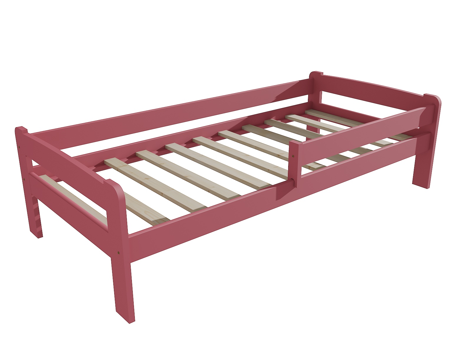 Dětská postel se zábranou JAMES Barva: barva růžová, Rozměr: 100 x 200 cm