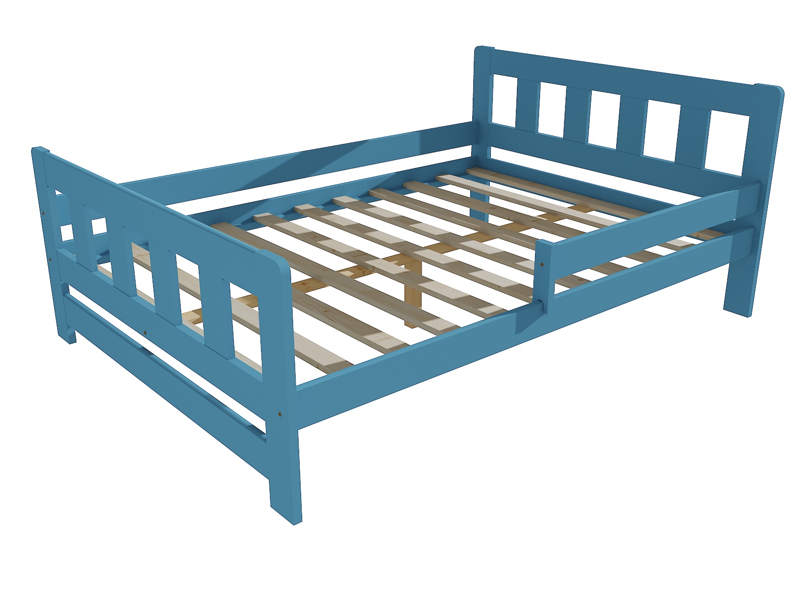 Dětská postel se zábranou EVELYN Barva: barva modrá, Rozměr: 120 x 200 cm
