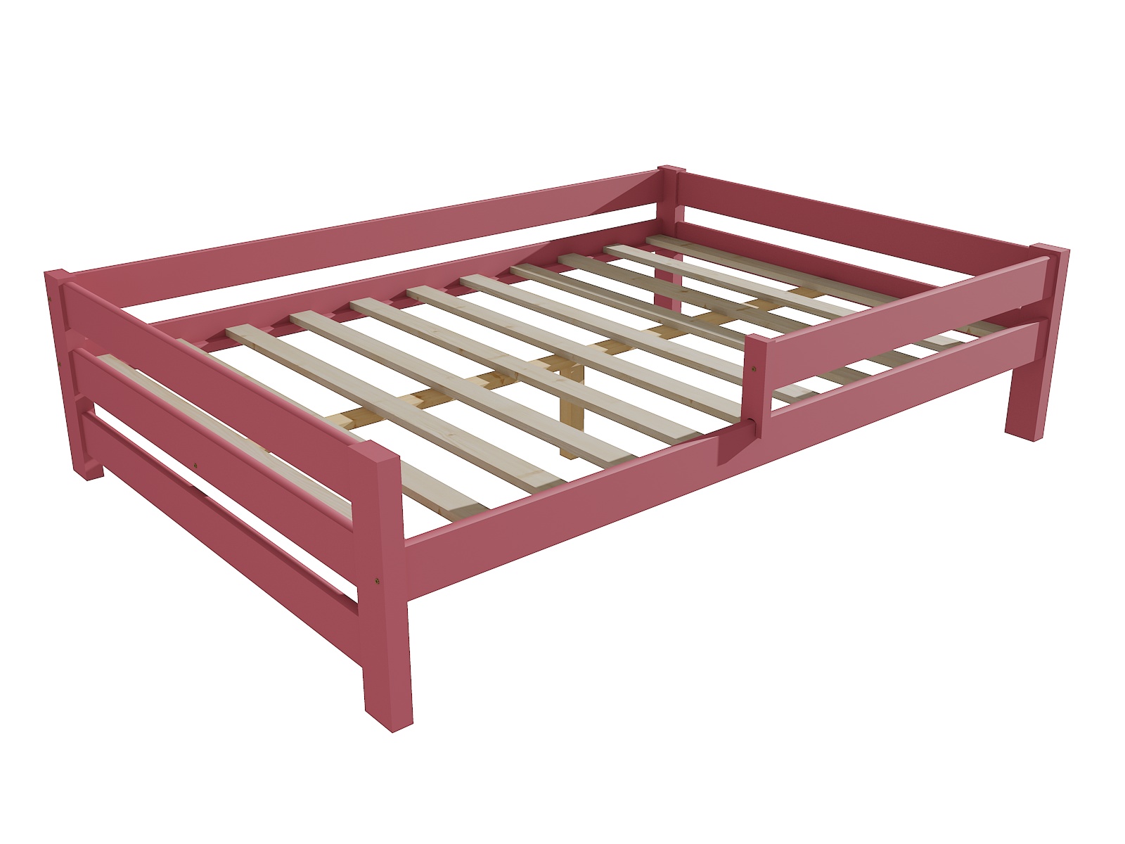 Dětská postel se zábranou ALEXANDER Barva: barva růžová, Rozměr: 140 x 200 cm