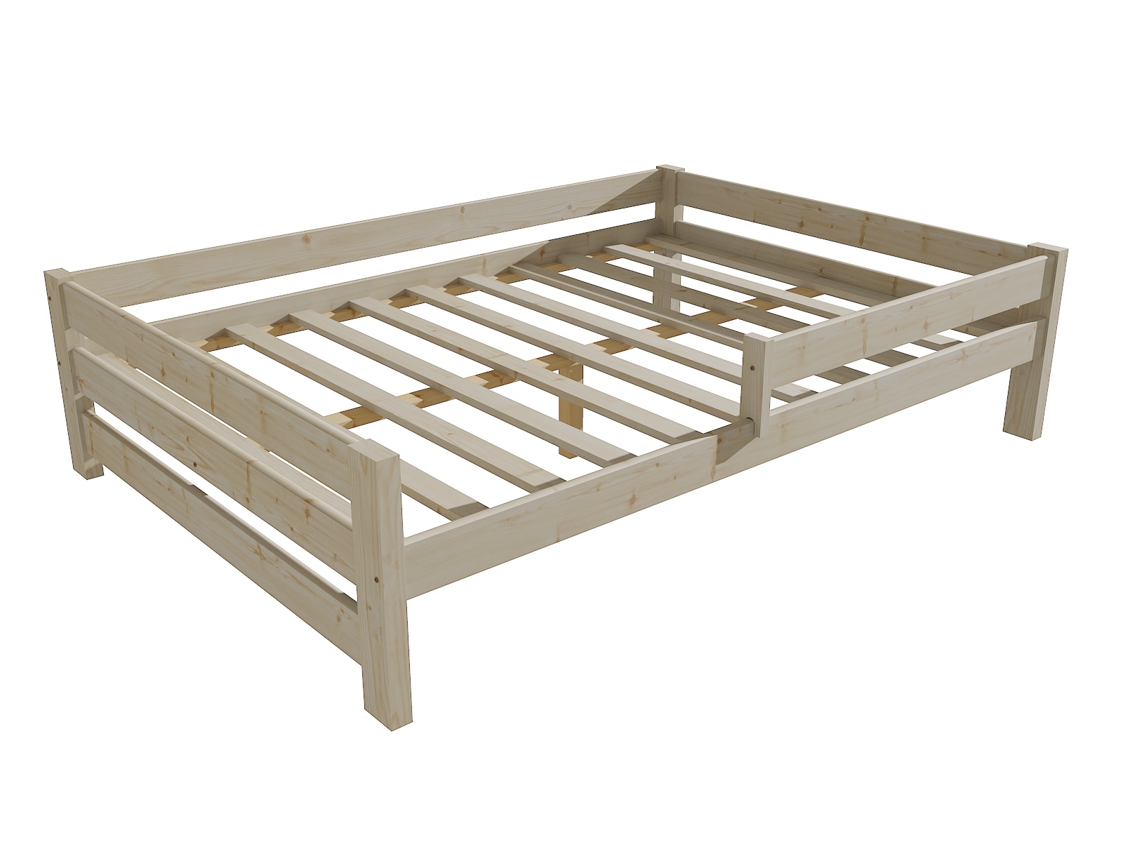 Dětská postel se zábranou ALEXANDER Barva: surové dřevo, Rozměr: 140 x 200 cm