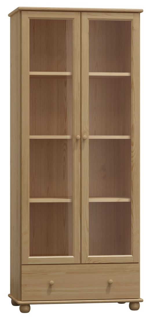 Vitrína ze dřeva BRATHEN NORE Barva: surové dřevo, Šířka: 80 cm