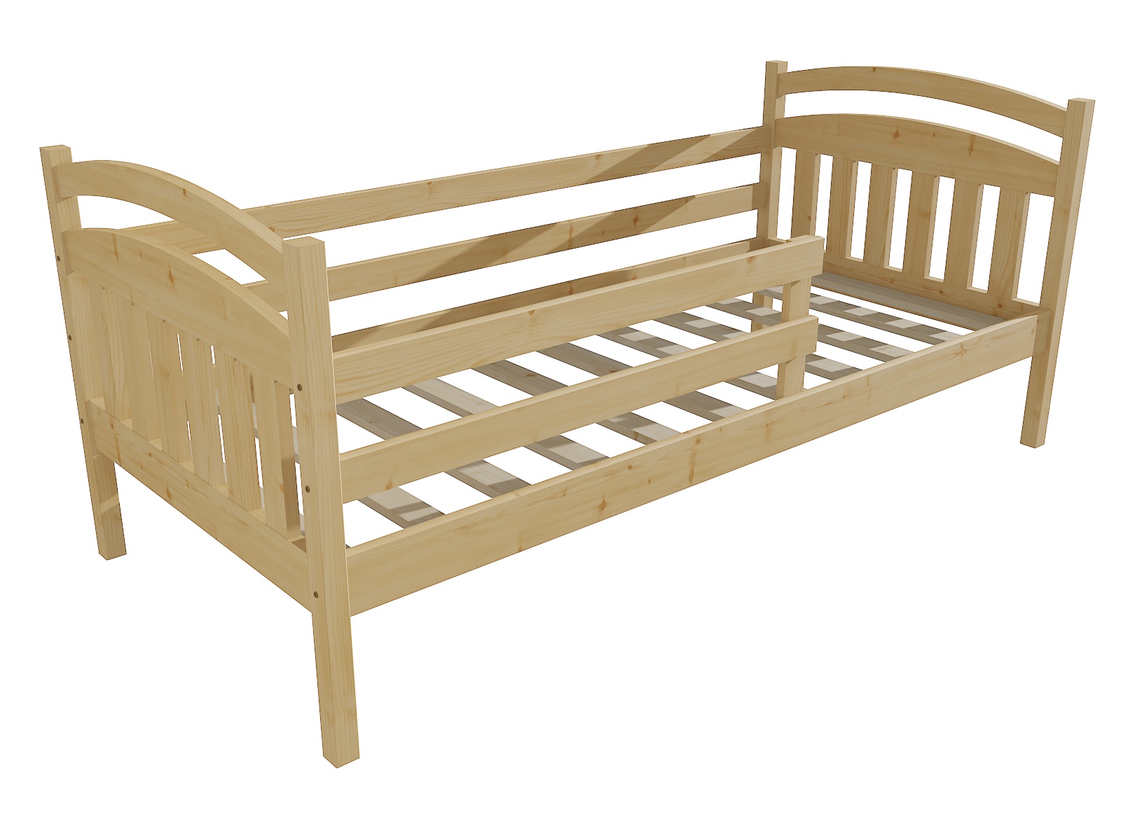 Dětská postel RILEY se zábranou Barva: bezbarvý lak, Rozměr: 70 x 160 cm