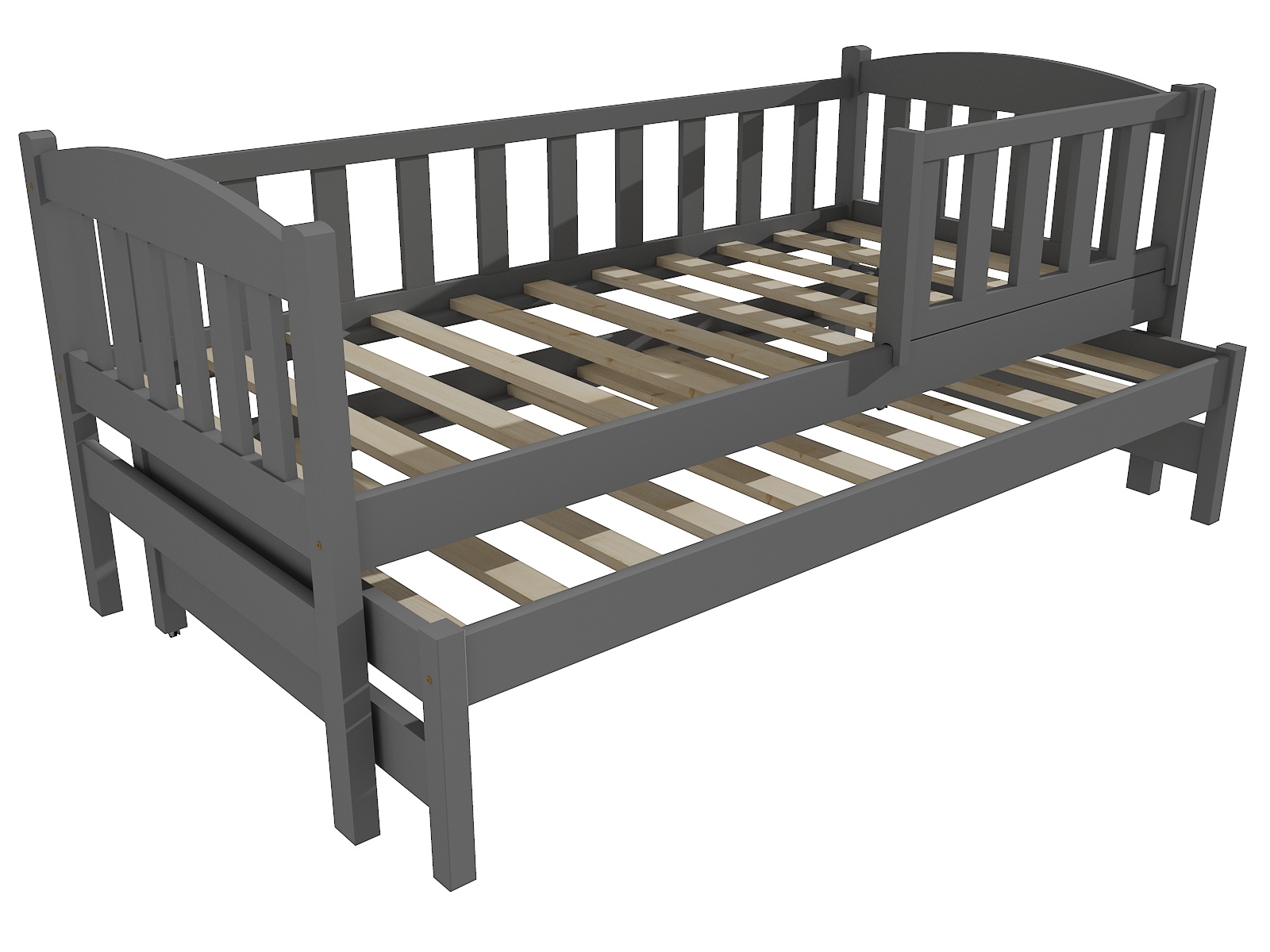 Dětská postel s výsuvnou přistýlkou ZOEY se zábranou Barva: barva šedá, Rozměr: 80 x 180 cm