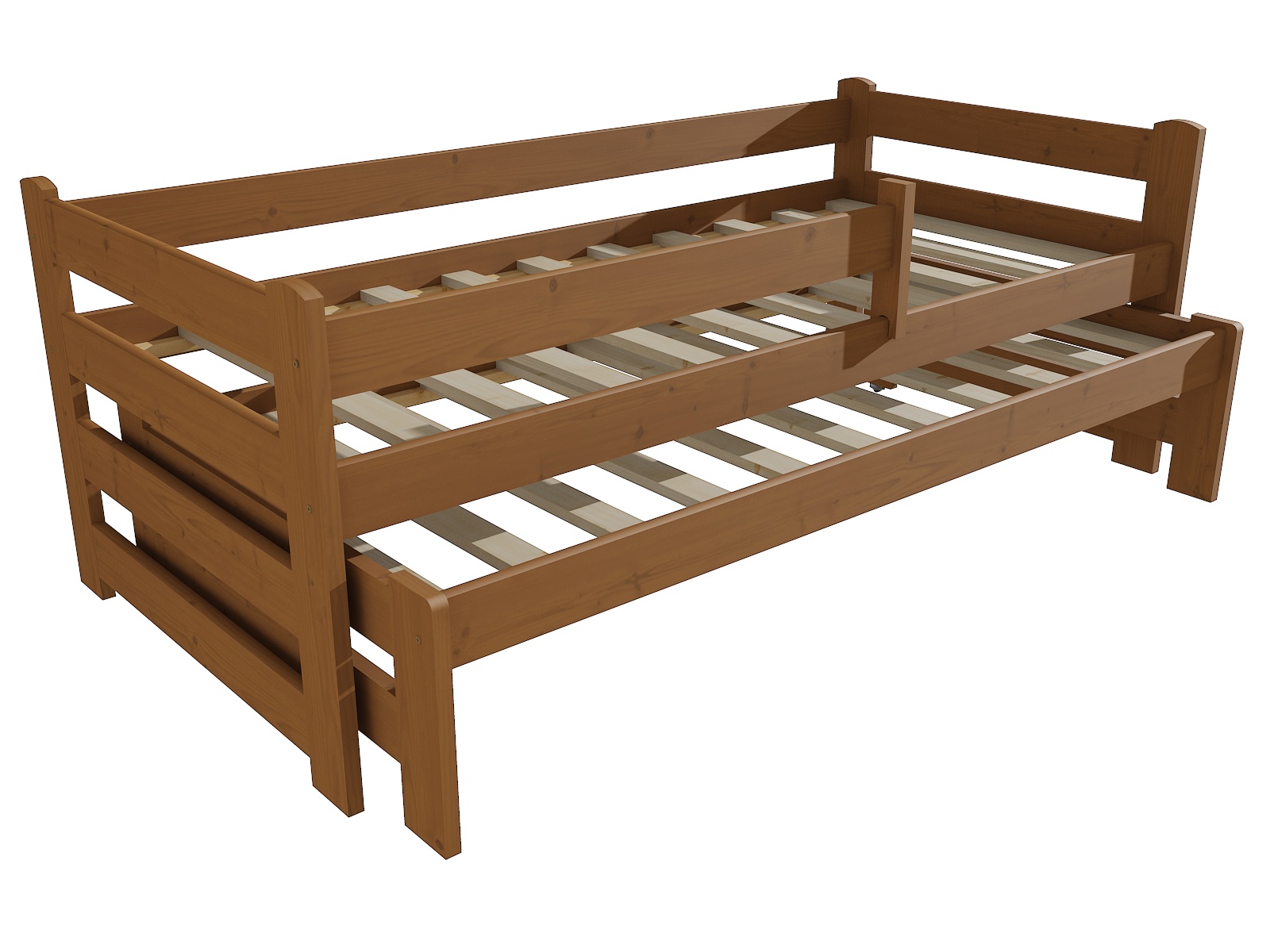 Dětská postel s výsuvnou přistýlkou CARTER se zábranou Barva: moření dub, Rozměr: 80 x 200 cm