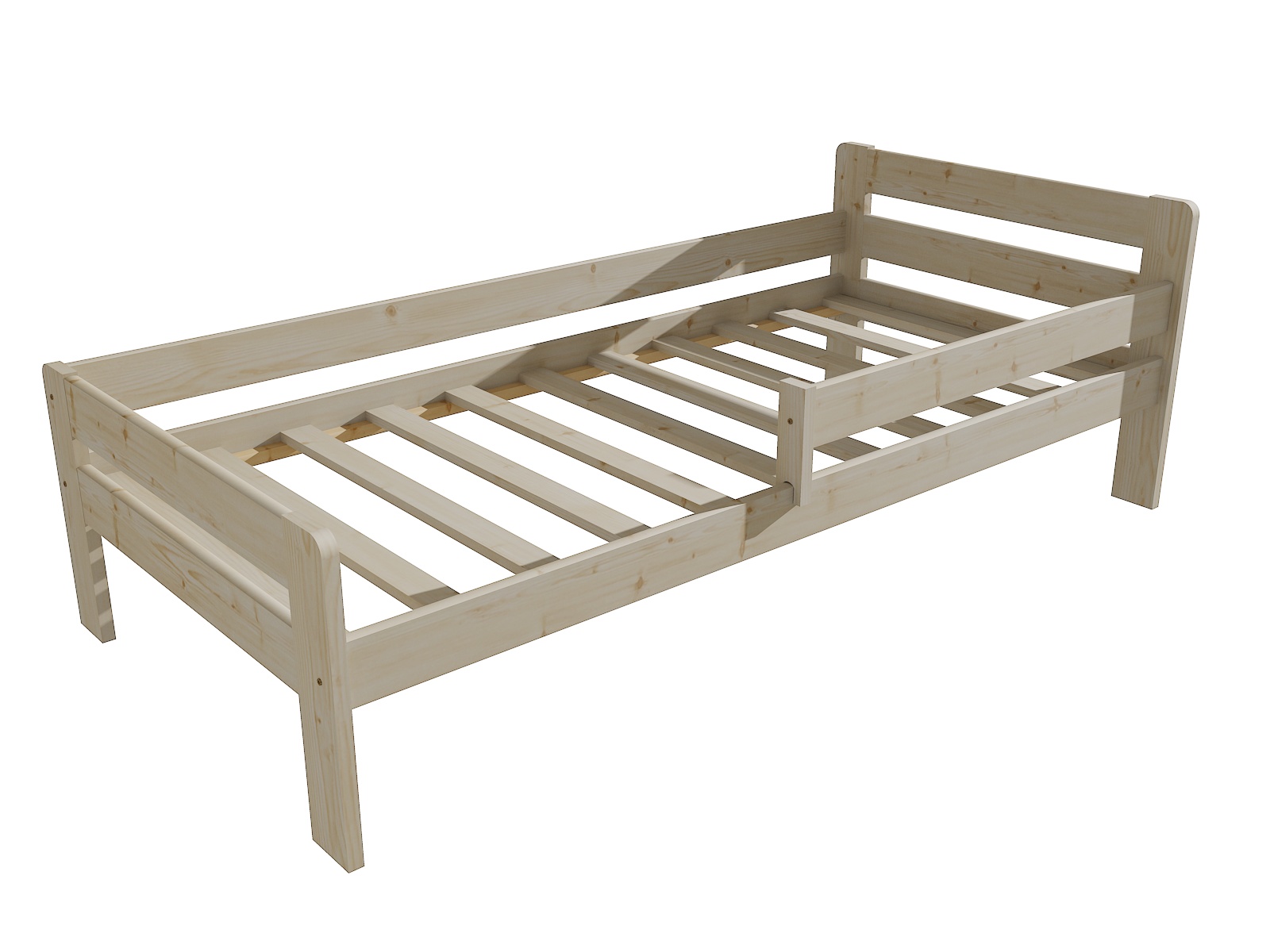 Dětská postel se zábranou DYLAN Barva: surové dřevo, Rozměr: 70 x 160 cm
