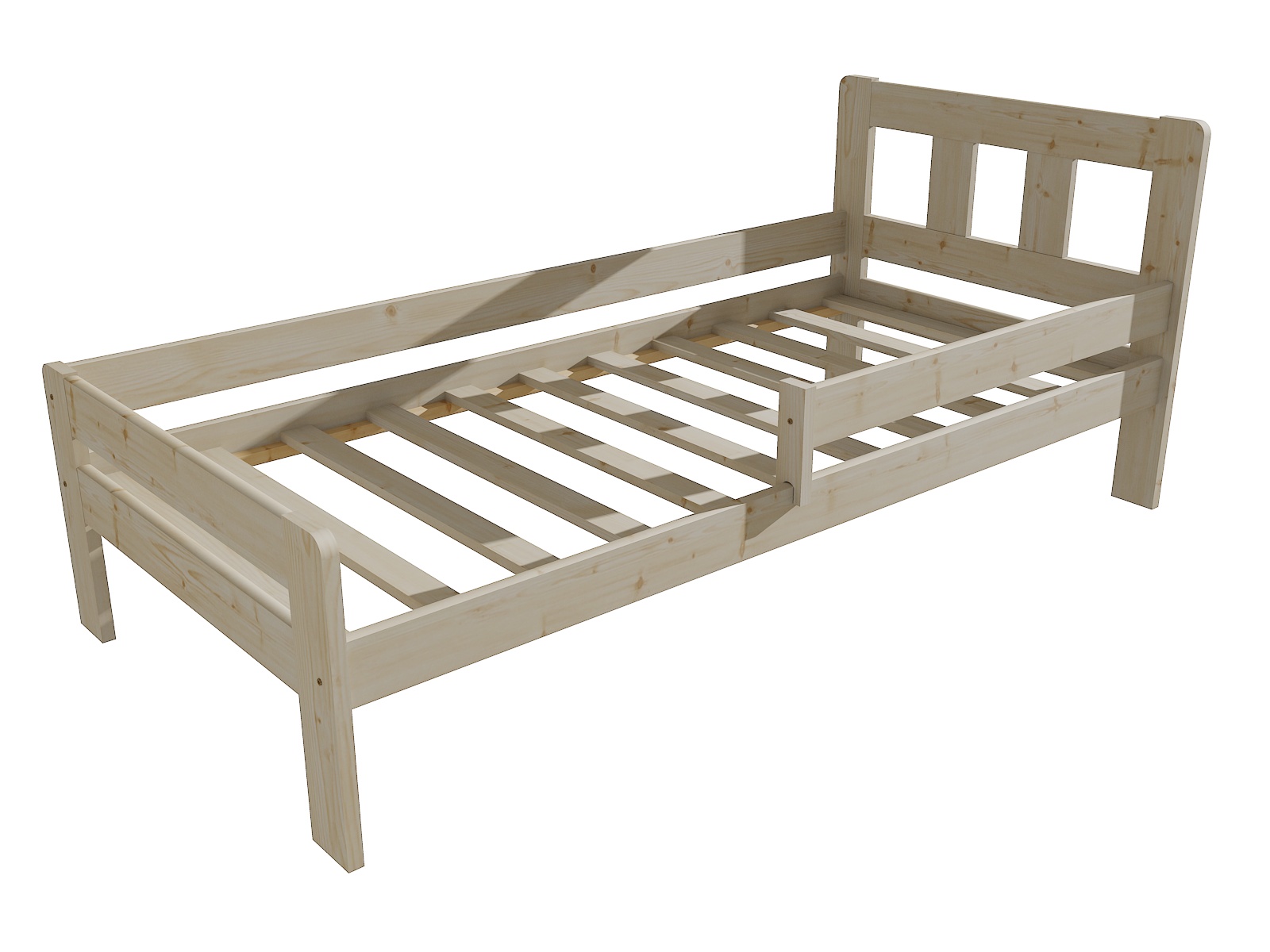 Dětská postel se zábranou WYATT Barva: surové dřevo, Rozměr: 70 x 160 cm