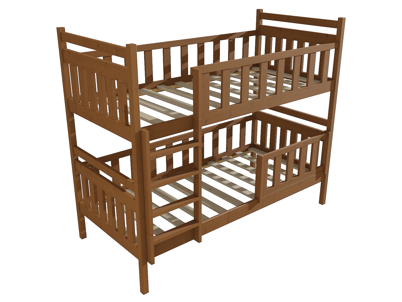 Patrová postel LINCOLN se zábranou Barva: moření dub, Rozměr: 90 x 180 cm, Prostor mezi lůžky: 80 cm