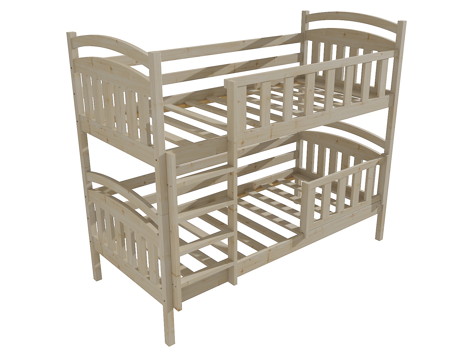Patrová postel GABRIELLA se zábranou Barva: surové dřevo, Rozměr: 80 x 180 cm, Prostor mezi lůžky: 80 cm