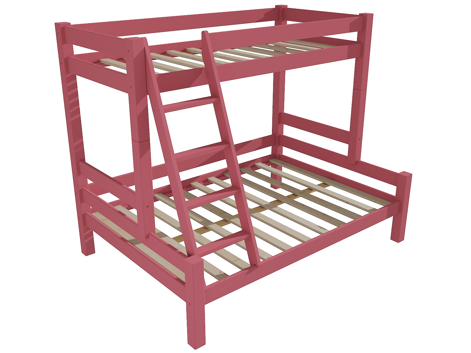 Patrová postel s rozšířeným spodním lůžkem CLAIRE Barva: barva růžová, Rozměr: 80/120 x 200 cm