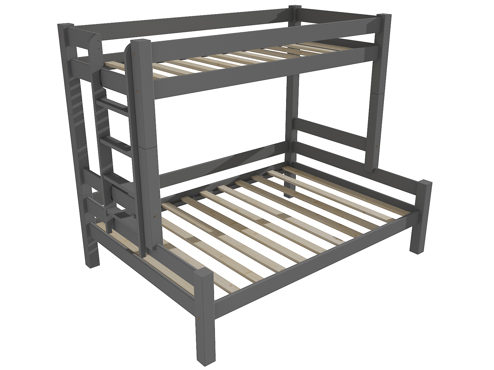 Patrová postel s rozšířeným spodním lůžkem NATHAN Barva: barva šedá, Rozměr: 90/120 x 200 cm, Varianta: vlevo