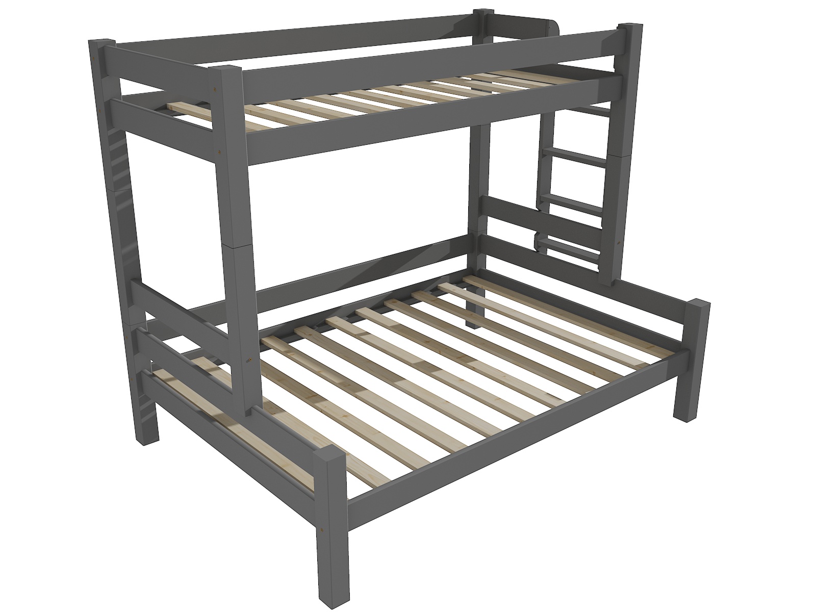 Patrová postel s rozšířeným spodním lůžkem NATHAN Barva: barva šedá, Rozměr: 90/120 x 200 cm, Varianta: vpravo