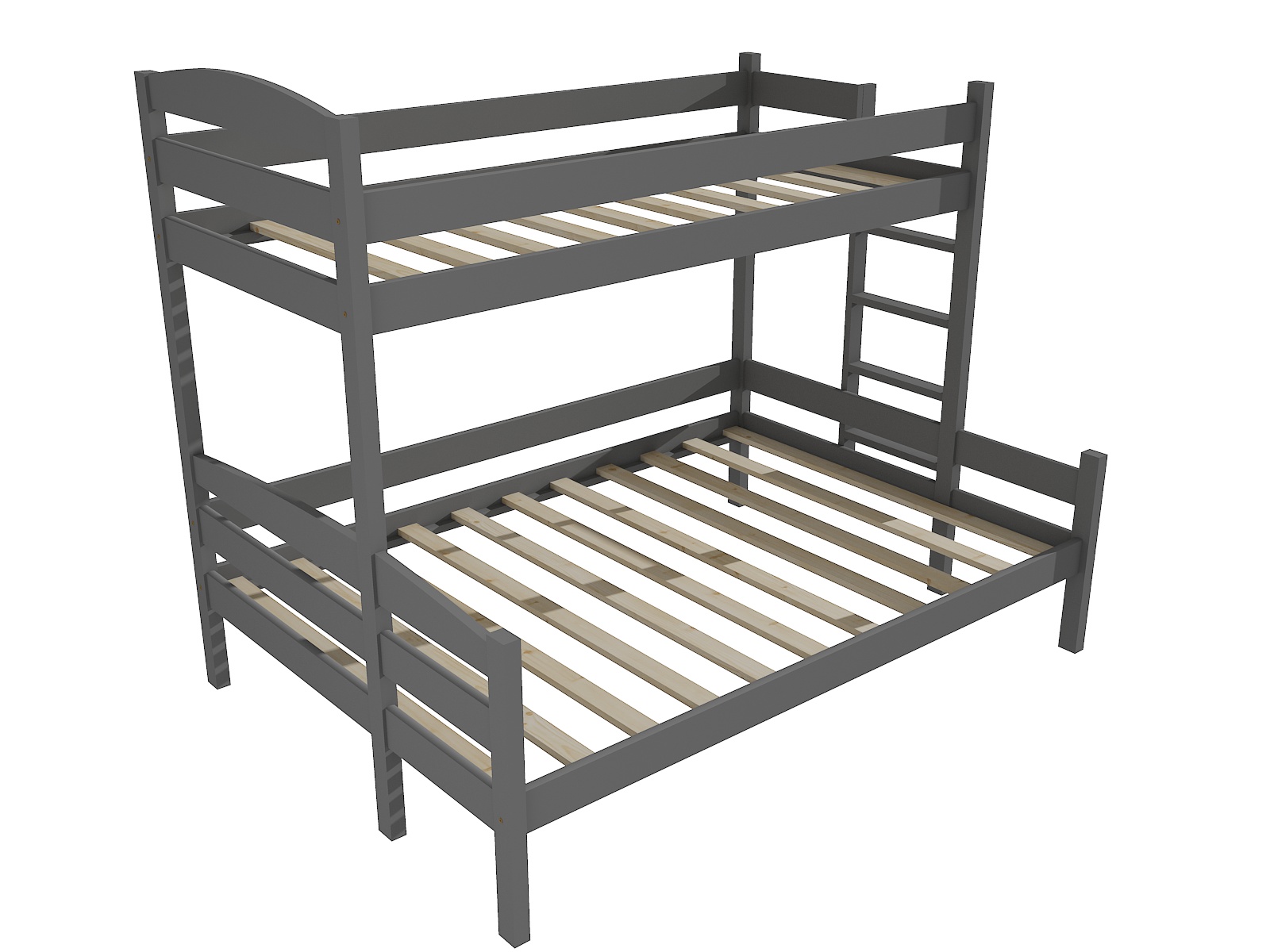 Patrová postel s rozšířeným spodním lůžkem SKYLAR Barva: barva šedá, Rozměr: 90/120 x 200 cm, Varianta: vpravo