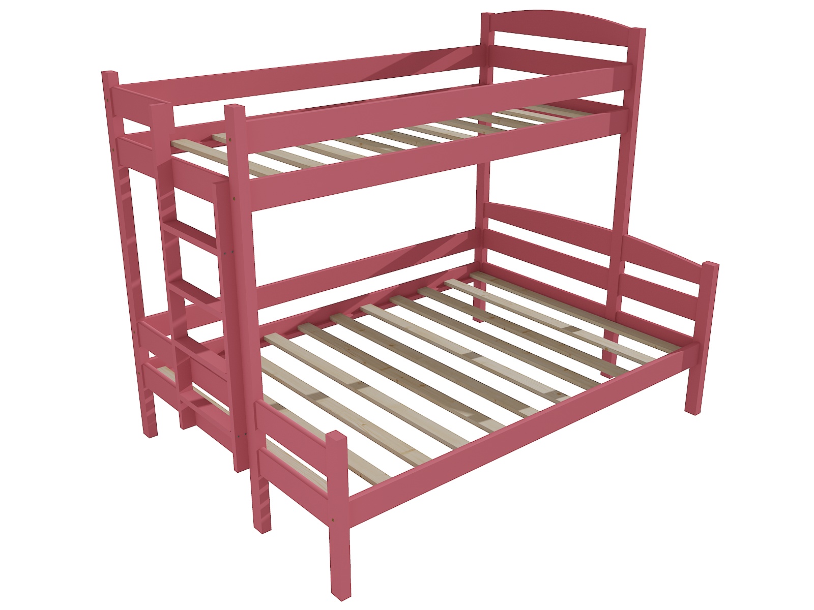 Patrová postel s rozšířeným spodním lůžkem SKYLAR Barva: barva růžová, Rozměr: 90/140 x 200 cm, Varianta: vlevo