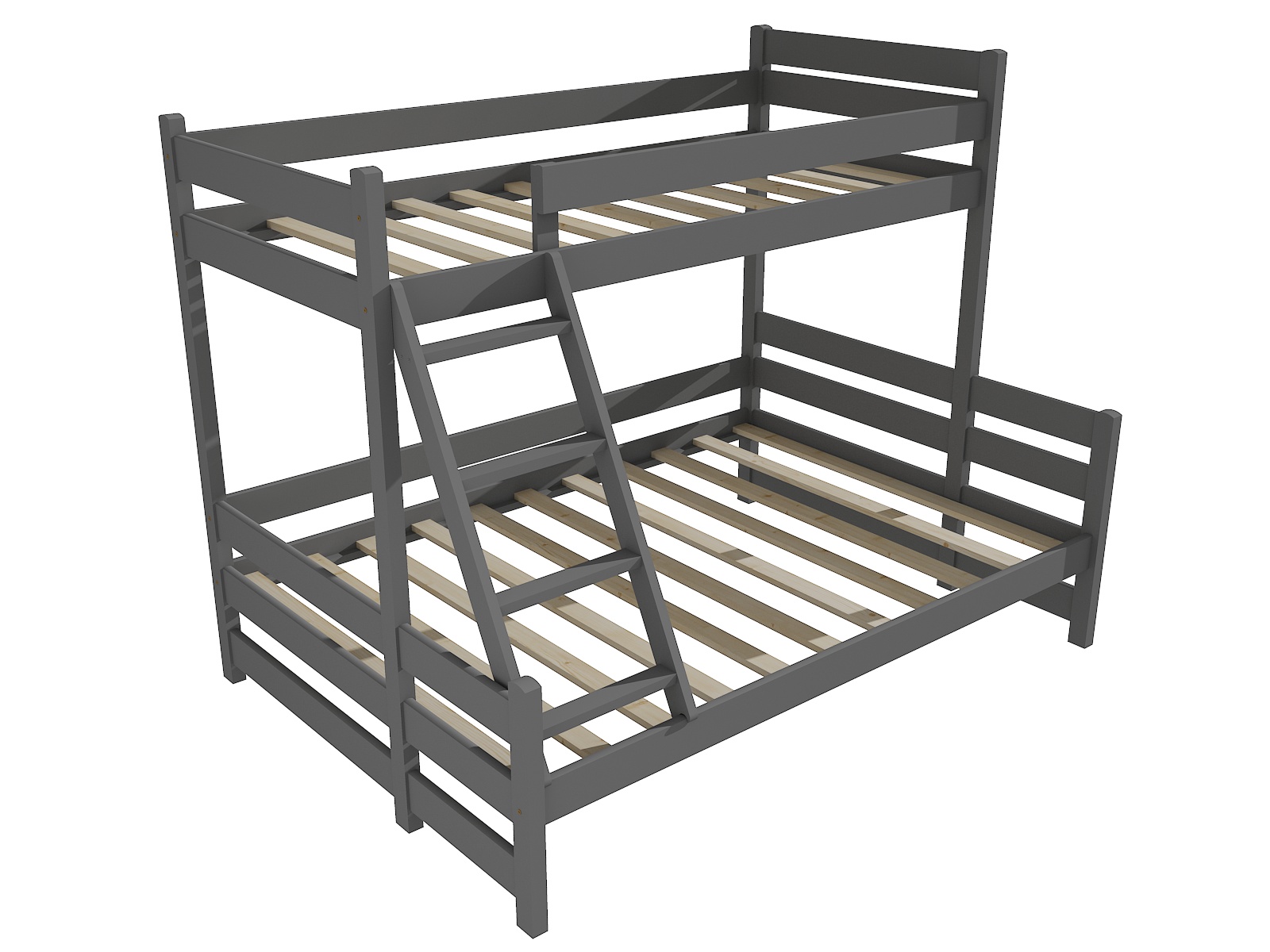 Patrová postel s rozšířeným spodním lůžkem ISAAC Barva: barva šedá, Rozměr: 90/120 x 200 cm