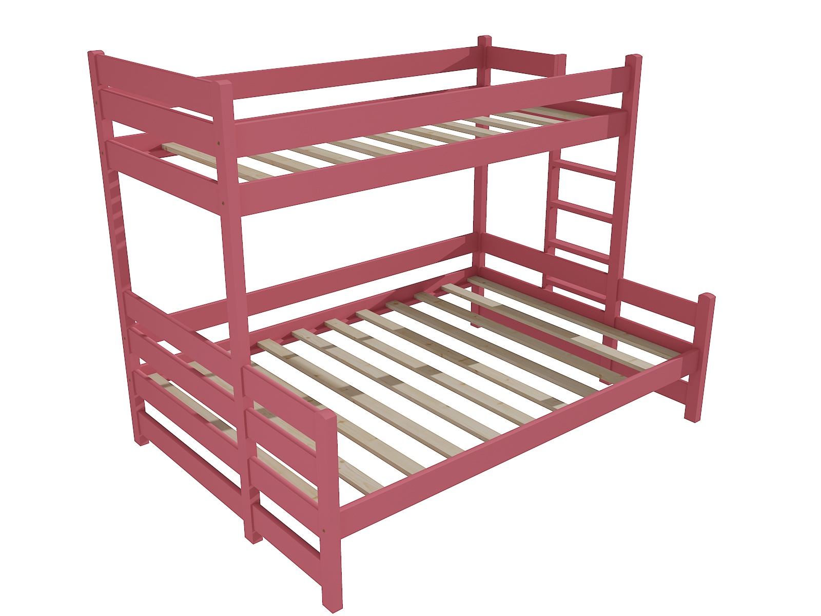 Patrová postel s rozšířeným spodním lůžkem JAXON Barva: barva růžová, Rozměr: 90/140 x 200 cm, Varianta: vpravo
