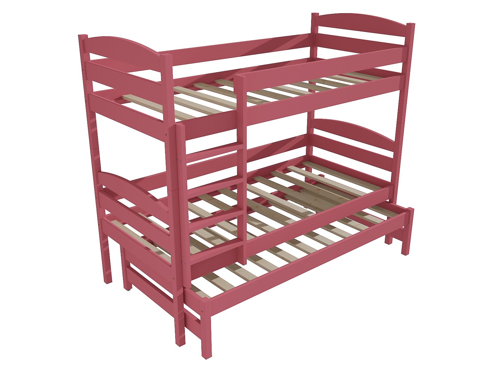 Patrová postel s výsuvnou přistýlkou HUNTER Barva: barva růžová, Rozměr: 80 x 180 cm, Prostor mezi lůžky: 80 cm