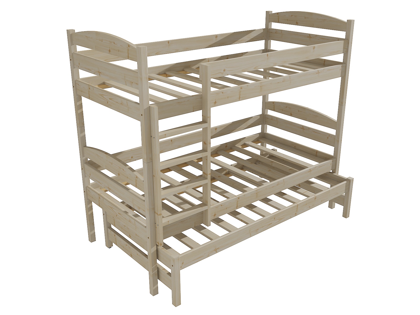 Patrová postel s výsuvnou přistýlkou HUNTER Barva: surové dřevo, Rozměr: 80 x 180 cm, Prostor mezi lůžky: 80 cm