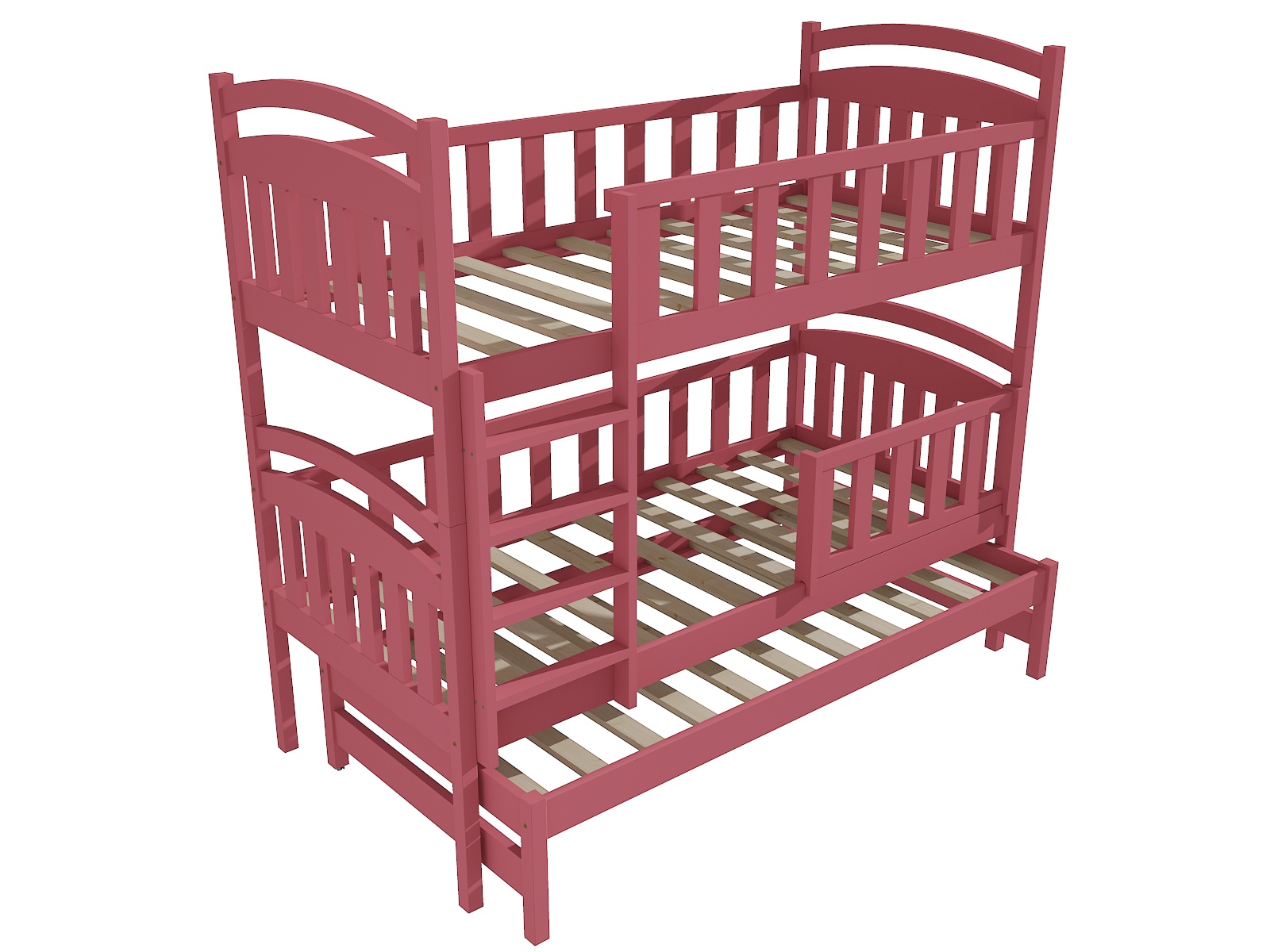 Patrová postel s výsuvnou přistýlkou CAROLINE se zábranou Barva: barva růžová, Rozměr: 80 x 180 cm, Prostor mezi lůžky: 80 cm