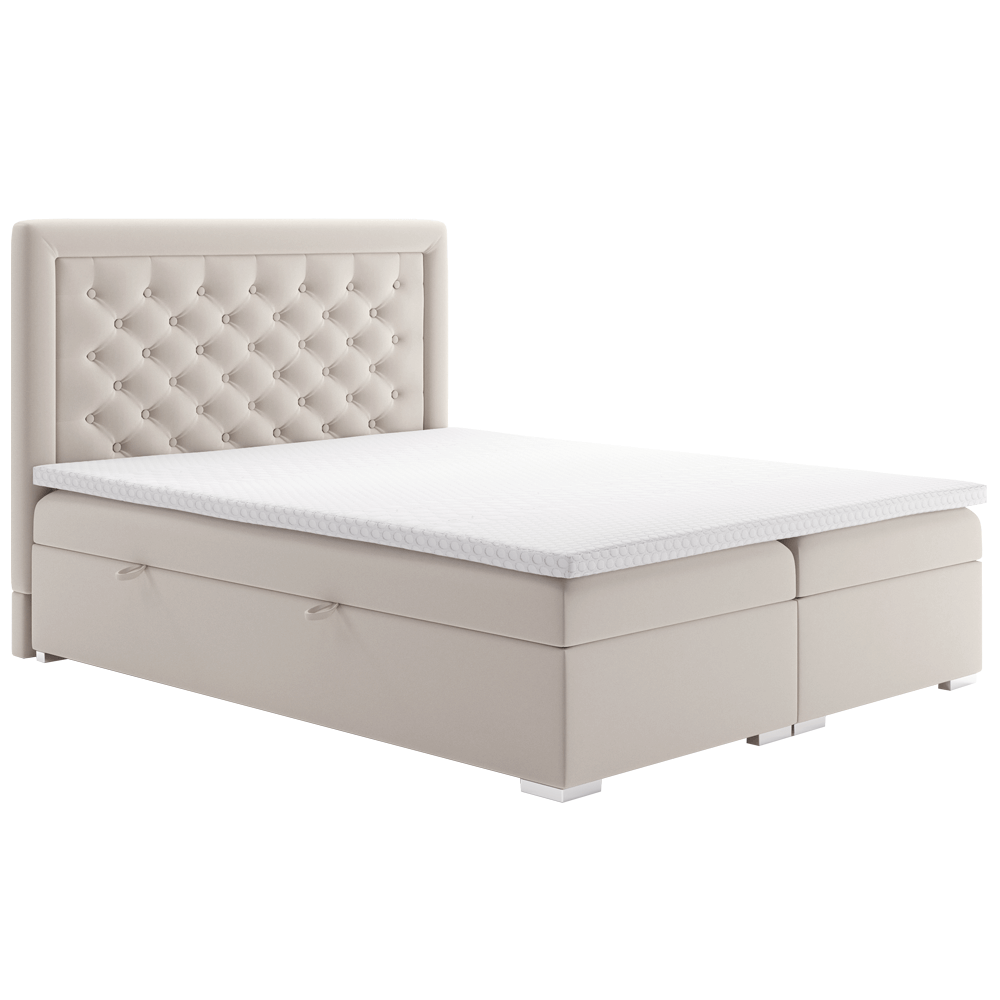 Postel boxspring, krémová, DORMAN Šířka: 180 cm