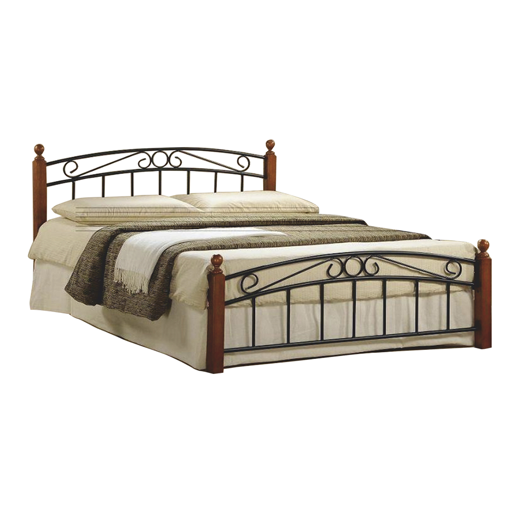 Manželská postel, třešeň / černý kov, DOLORES Šířka: 140 cm
