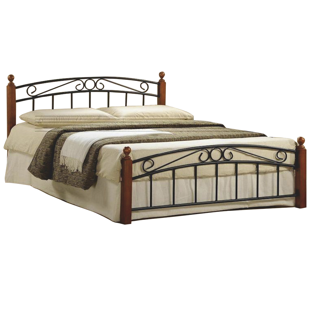 Manželská postel, třešeň / černý kov, DOLORES Šířka: 180 cm