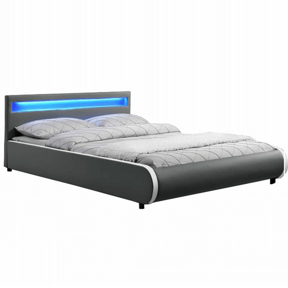 Manželská postel DULCEA Barva: šedá, Šířka: 180 cm, Materiál: ekokůže