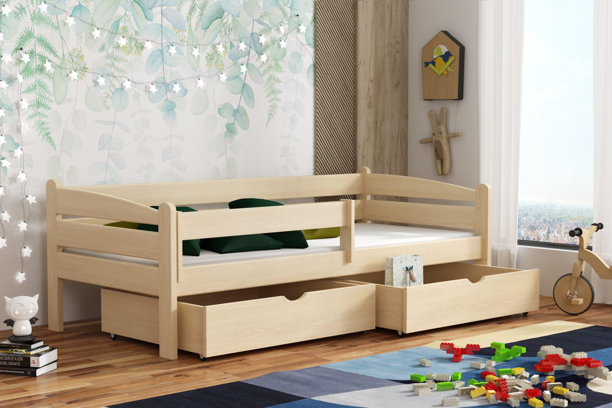 Dětská postel ZARA KIDBED ONE ze dřeva + rošt Barva: surové dřevo, Rozměr: 80 x 200 cm, Zásuvky: ano