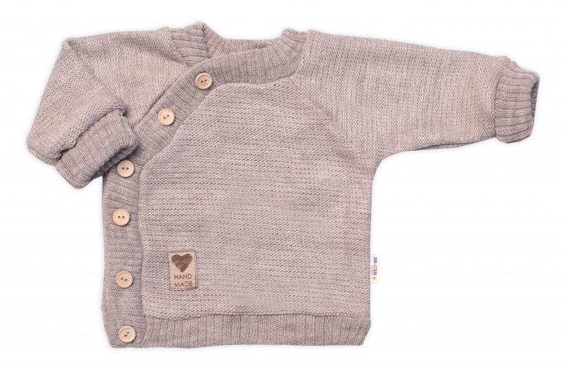 Dětský pletený svetřík s knoflíčky, zap. bokem, Hand Made Baby Nellys, béžový Velikost koj. oblečení: 68-74 (6-9m)