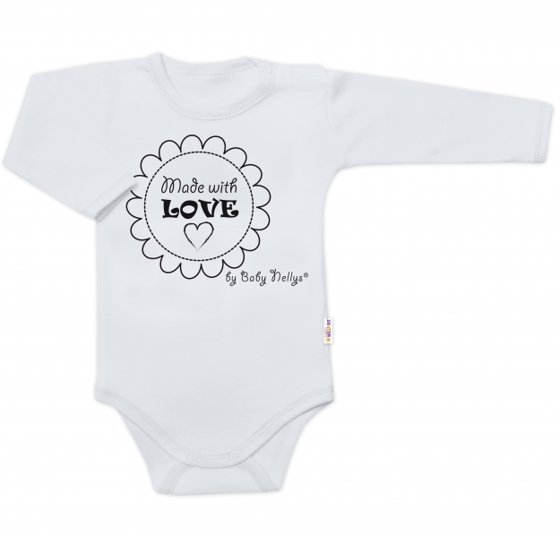 Body dlouhý rukáv Made with love, Baby Nellys, šedé Velikost koj. oblečení: 80 (9-12m)