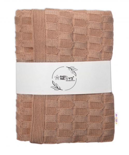 Luxusní bavlněná pletená deka, dečka CUBE, 80 x 100 cm - béžová Rozměry: 100x80