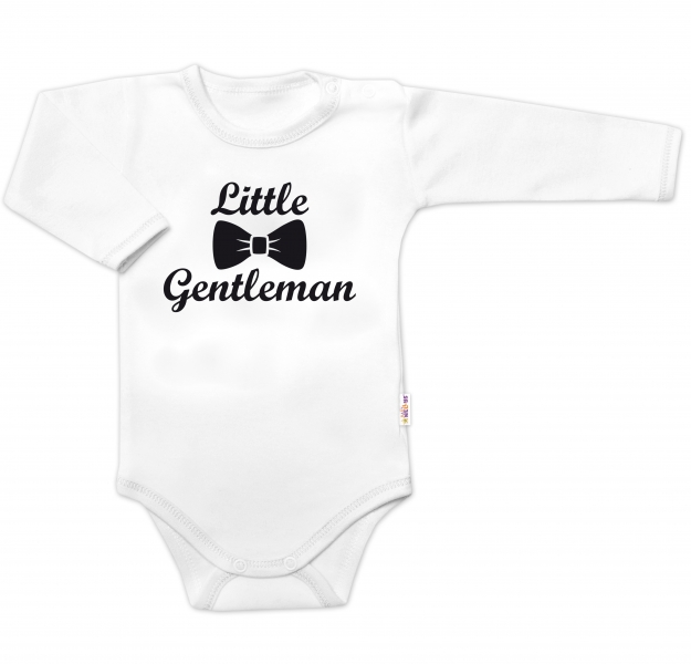 Body dl. rukáv Little Gentleman, bavlna Baby Nellys, bílo/černé Velikost koj. oblečení: 56 (1-2m)