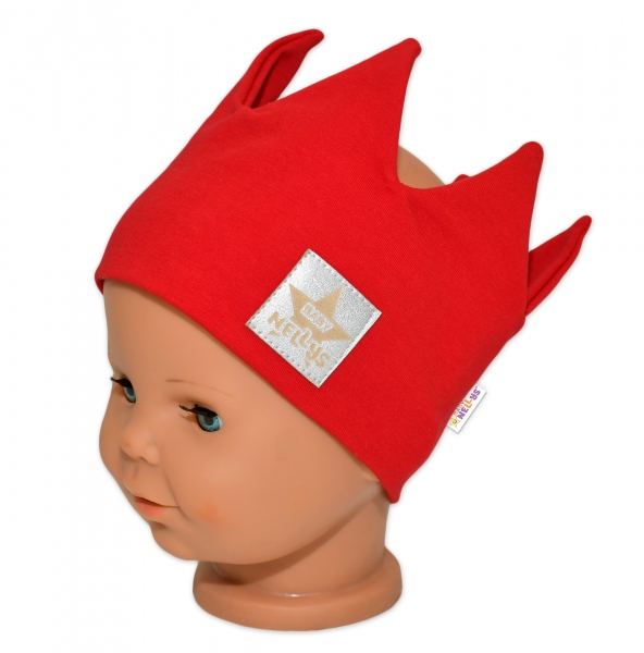Baby Nellys Hand Made Bavlněná čelenka - dvouvrstvá, Korunka - červená, 80/98 Velikost koj. oblečení: 80-98 (9-36m)