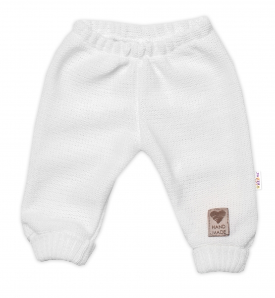 Pletené kojenecké kalhoty Hand Made Baby Nellys, bílé Velikost koj. oblečení: 68-74 (6-9m)