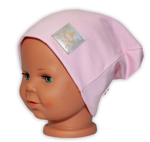 Baby Nellys Hand Made Dětská funkční čepice s dvojitým lemem - sv. růžová Velikost koj. oblečení: 98 (2-3r)