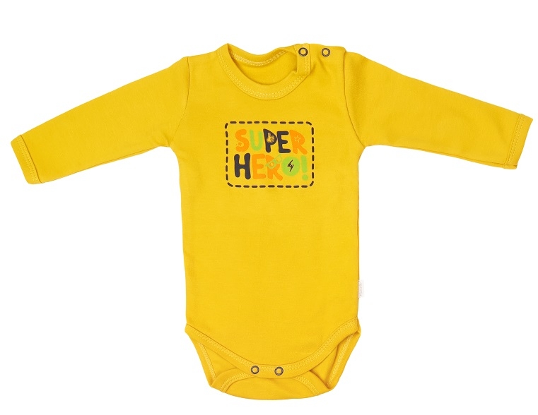 Mamatti Kojenecké body dlouhý rukáv, Hero - hořčicová Velikost koj. oblečení: 80 (9-12m)