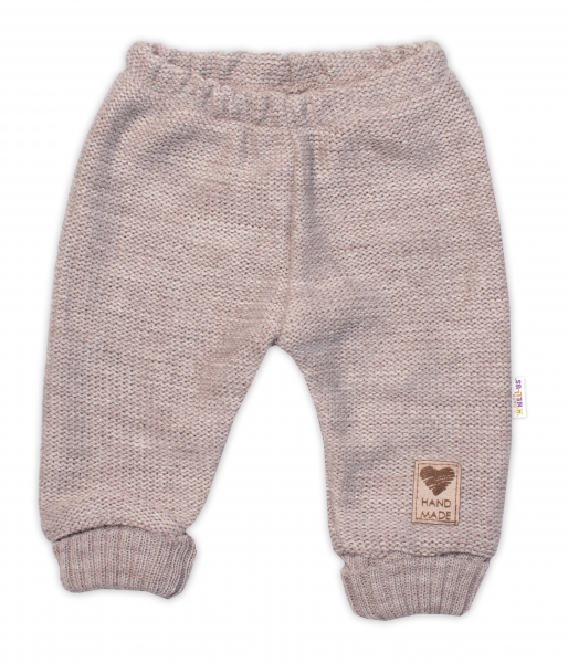 Pletené kojenecké kalhoty Hand Made Baby Nellys, béžové Velikost koj. oblečení: 80-86 (12-18m)