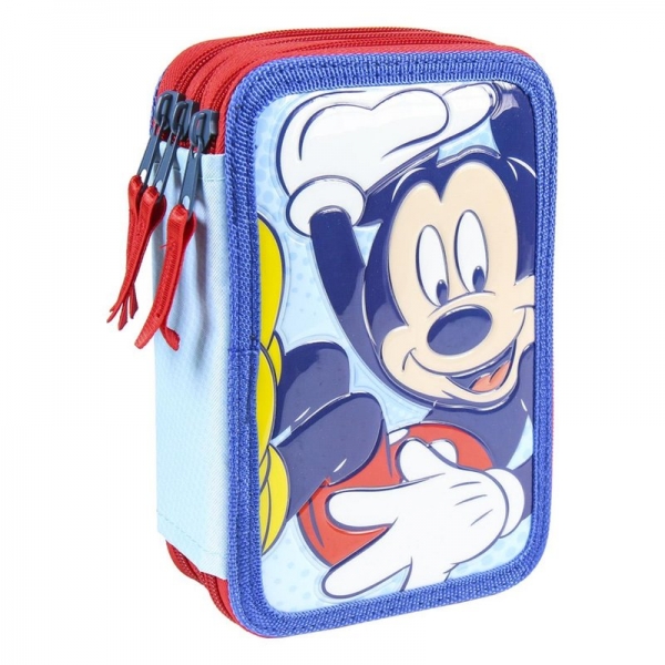 Školní penál třípatrový s náplní Myšák Mickey 3D