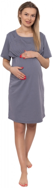 Dámská těhotenská/kojící noční košile Luna, šedá, Be MaaMaa Velikosti těh. moda: XL (42)