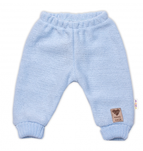Pletené kojenecké kalhoty Hand Made Baby Nellys, modré Velikost koj. oblečení: 56-62 (0-3m)
