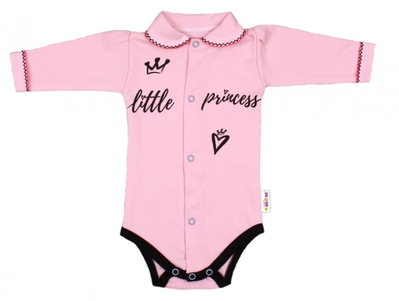 Baby Nellys Body dlouhý rukáv s límečkem, růžové Little Princess Velikost koj. oblečení: 56 (1-2m)