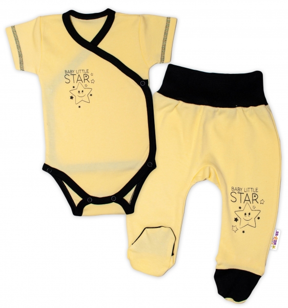 Baby Nellys 2-dílná sada body kr. rukáv + polodupačky, žlutá - Baby Little Star Velikost koj. oblečení: 62 (2-3m)